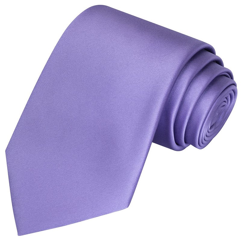 KissTies Lavender Tie Solid Necktie Satin Wedding Ties + Gift Box - Image 1